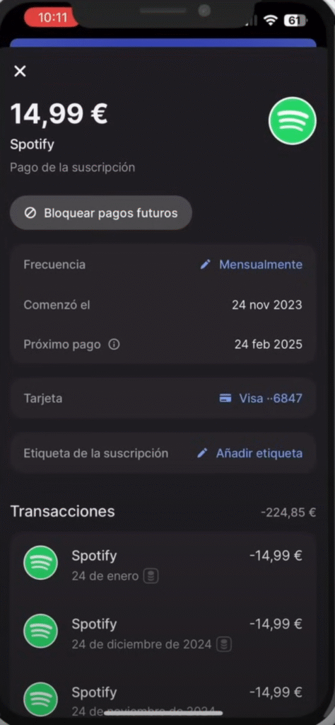 Ejemplo de pago realizado